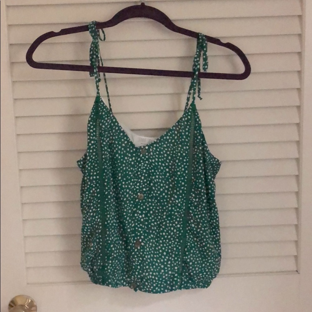 Green/white print Crop Top